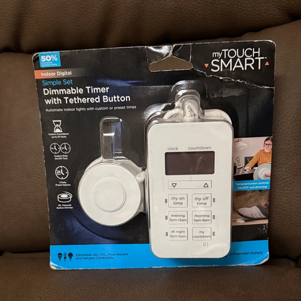 myTOUCHSMART Dimmable Timer with Tethered Button - White